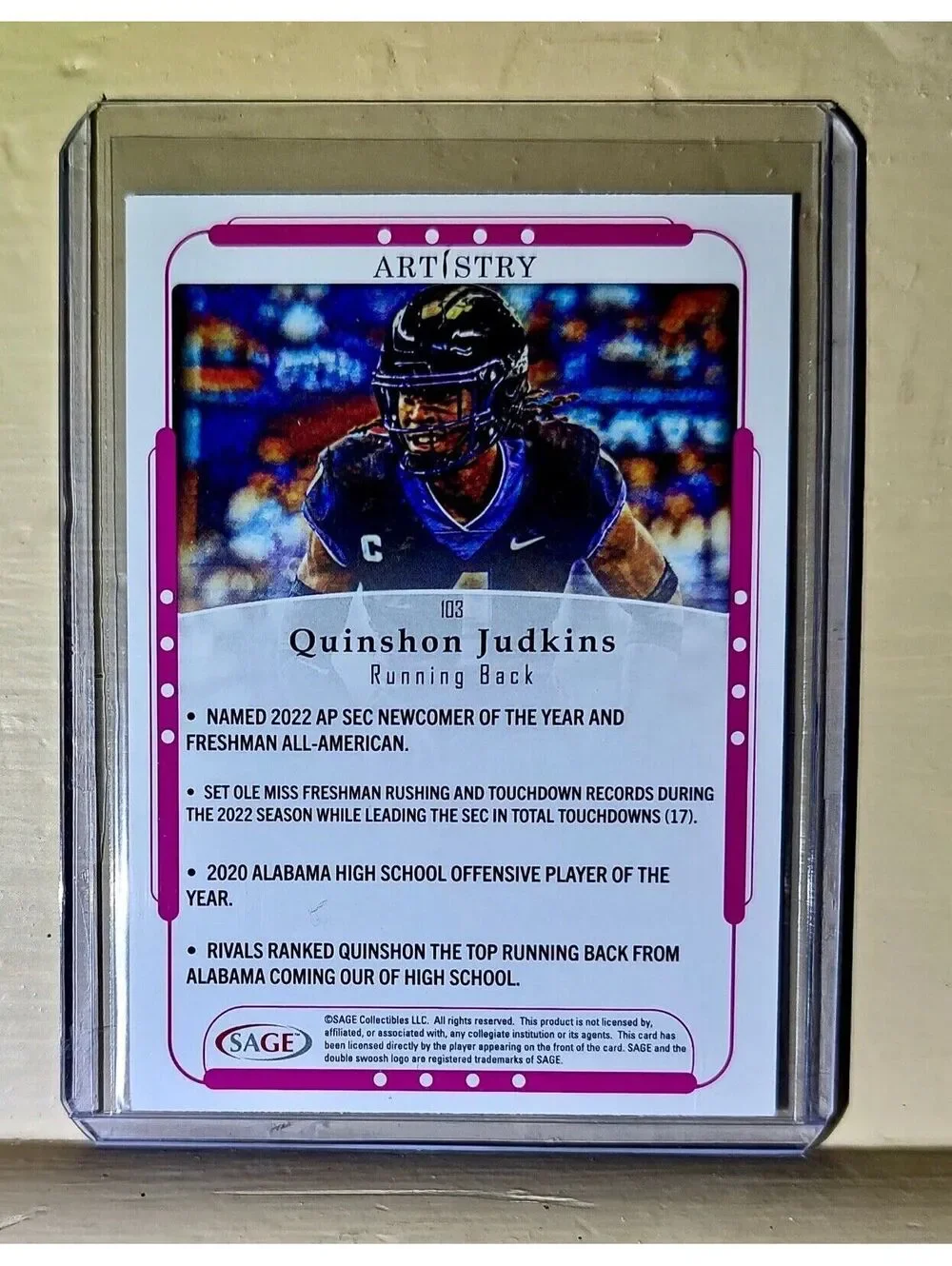 Quinshon Judkins 2023 SAGE Artistry Football #103 Card